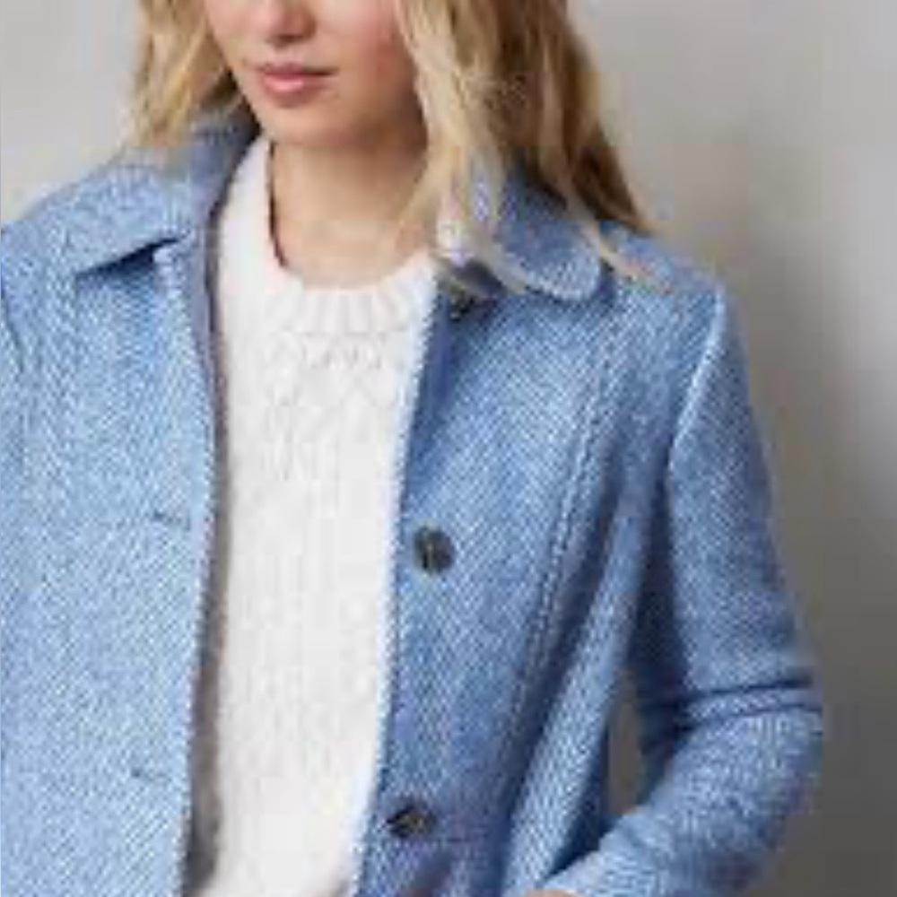 Blue Herringbone Women's Coat